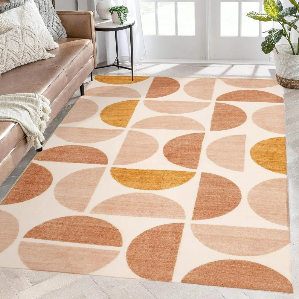 Navak Carpet Lahome Boho-Teppich mit Halbkreismuster für Wohnzimmer, Dekoration, Schlafzimmer, weiche Matten, Küchentisch, rutschfeste Teppiche, Lounge-Sofa, Bodenmatte