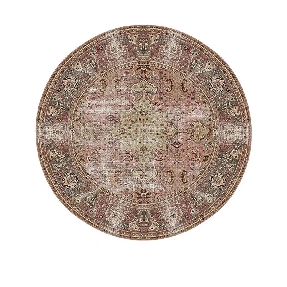 Navak Carpet Exclusive Picks Bohemian Retro Runder Schlingenflor-Teppich – Runder Vintage-Teppich für Couchtisch, Sofa und Schlafzimmer, rutschfest, Heimdeko