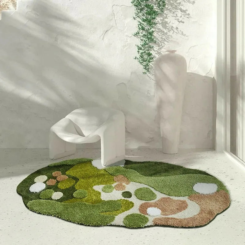 Navak Teppich Moos Teppich 3D Stereo für Wohnzimmer Imitation Kaschmir Grün Teppich Schlafzimmer Nachttisch Bodenmatte Anti-Rutsch Shaggy Teppiche Home Decor