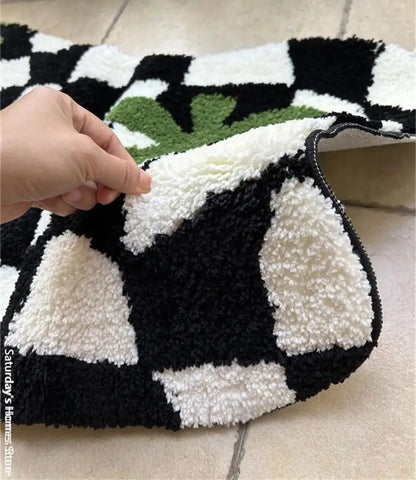 Navak Teppich, kariert, unregelmäßig, Küchenteppich, weich, flauschig, Tufting-Teppich, rutschfest, saugfähig, Badezimmer-Bodenmatte, Schlafzimmer-Toilettentür-Teppich