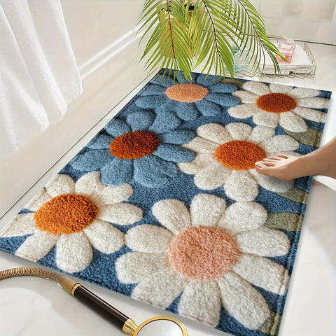 Navak Carpet Exclusive Picks Teppich mit Gänseblümchenmuster, Fußmatte, rutschfest, für Waschküche, Schlafzimmer, Bodenmatte, Heimdekoration, Nachttischteppich, Outdoor-Teppich