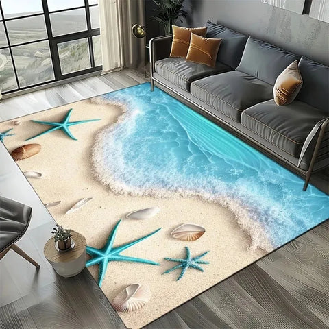 Navak Carpet 3D-Strandmuschel-Teppich für Kinderspielbereich und Schlafzimmer, rutschfestes Dekor