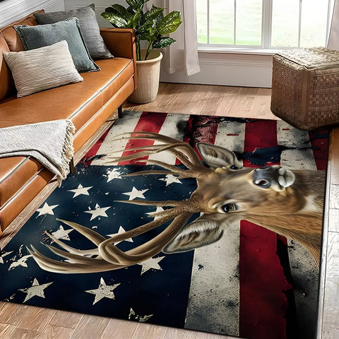Navak Teppich 15 Größen Flagge Hirsch Muster Teppich Teppich für Wohnzimmer Badezimmer Matte Kreative Fußmatte Teppich für Schlafzimmer Wohnkultur Alfombras Cool