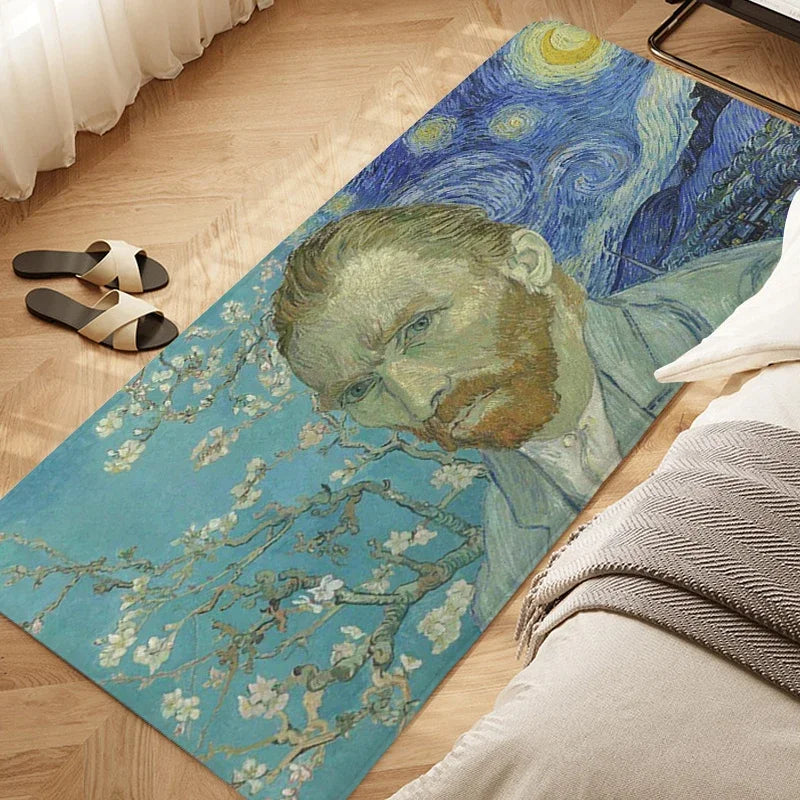 Navak Teppich Schlafzimmerteppich D-Van D-Gogh Kunstteppich für Küche Wohnzimmer Bad Flur Fußmatte Rutschfeste individuelle Fußmatte Eingangstür