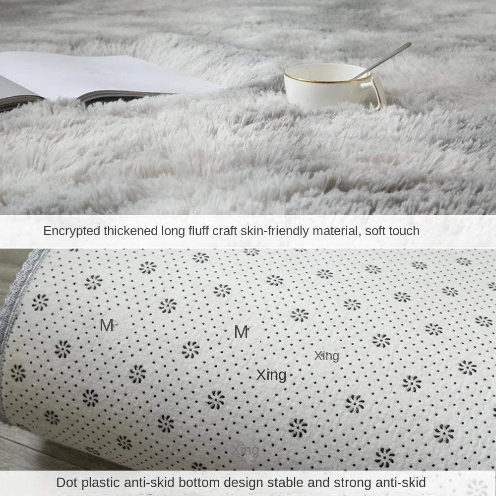 Navak Carpet Exclusive Picks Nordischer Ins-Teppich mit verdicktem Langhaar und Batikmuster aus Seidenhaar. Moderner, schlichter ovaler Schlafzimmer-Bettteppich, Wohnzimmer-Sofa-Teppich