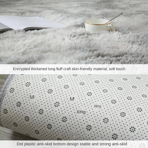 Navak Carpet Exclusive Picks Nordischer Ins-Teppich mit verdicktem Langhaar und Batikmuster aus Seidenhaar. Moderner, schlichter ovaler Schlafzimmer-Bettteppich, Wohnzimmer-Sofa-Teppich