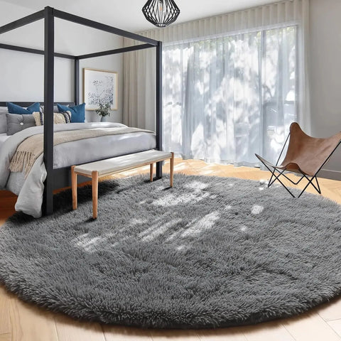 Navak Carpet Vikama, rosa, runder Teppich für Mädchenschlafzimmer, flauschiger runder Teppich für Kinderzimmer, pelziger, zotteliger Teppich für Wohnzimmer- und Spielzimmerdekoration