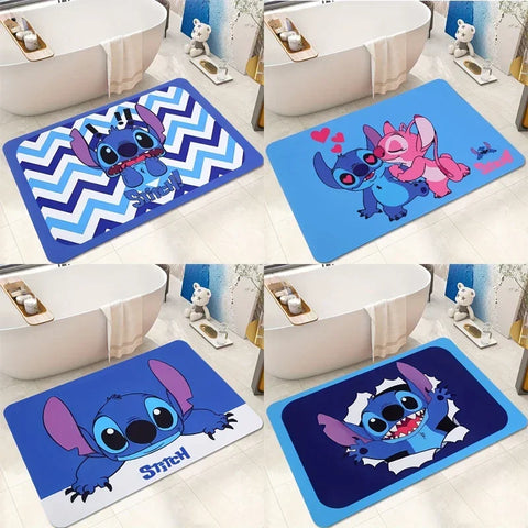 Navak Carpet Daily Picks Disney Stitch, rutschfeste, saugfähige Fußmatten für Badezimmer, Schlafzimmer, Wohnzimmer, Küche, Teppiche, Kieselalgen-Schlamm-Teppich für Heimdekoration