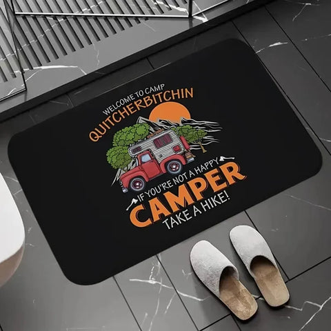 Navak Carpet Happy Campers Teppich, rutschfeste Bodenmatte, maschinenwaschbar, Eingangsteppich für Flur, Schlafzimmer, Küche und Wohnaccessoires, Dekor