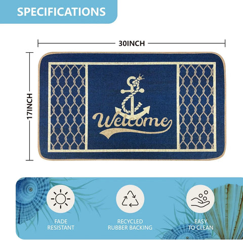 Navak Carpet SHIYUE Fußmatte für Boote, Willkommen an Bord, Matten, nautischer Küstenteppich für den Außenbereich, Heimboote, Eingangsseil, vorne, innen, außen, Eingang