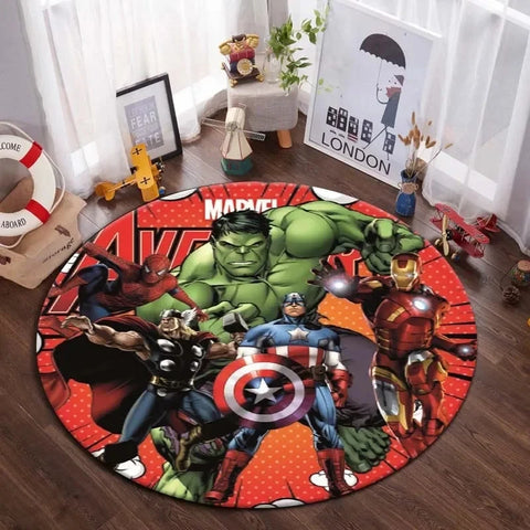 Navak Carpet Daily Picks DISNEY Marvel The Avengers Runder Teppich Anime-Teppich Rutschfeste Spielmatte Niedliche Bodenteppiche für Wohnzimmer, Schlafzimmer, Kindermatten