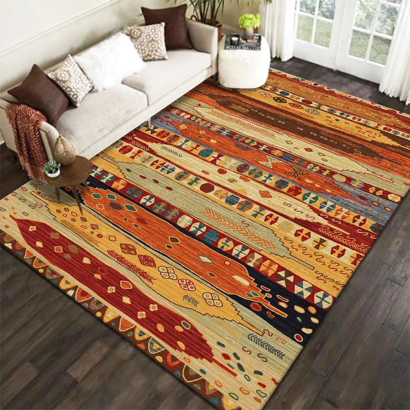 Navak Teppich KristallsamtteppichBohemian Muster Dekorativer Wohnzimmerteppich Tribal Style Marokkanischer Luxus Persischer Schlafzimmerteppich Geometrisch A