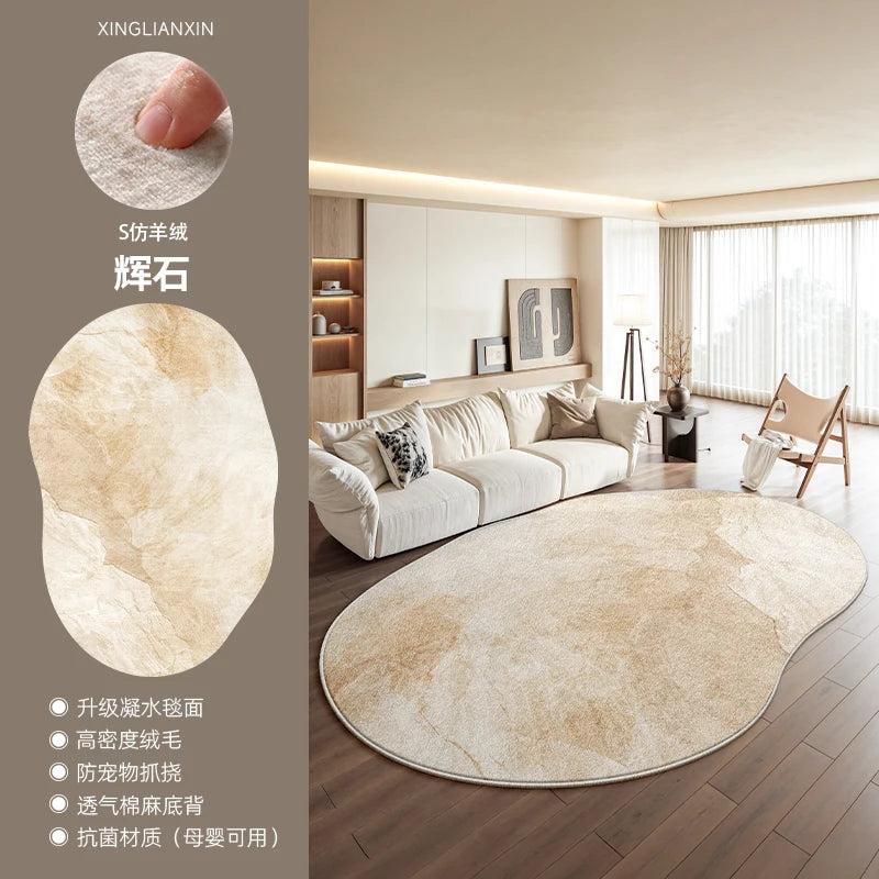 Navak Teppich, leichter Luxus-Schlafzimmer-Dekor, Marmor-Teppich, unregelmäßig geformte Teppiche für Wohnzimmer, flauschiger, weicher Plüsch-Teppich, rutschfeste Bodenmatte