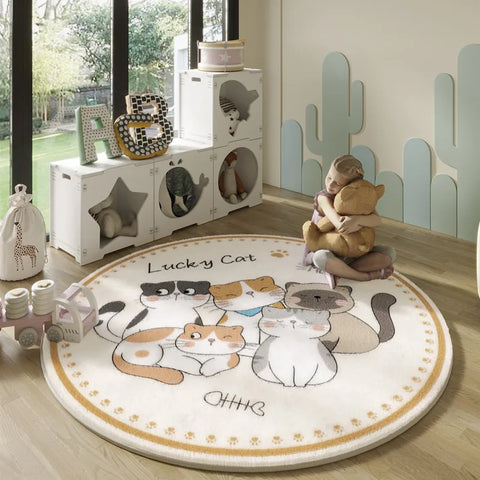 Navak Carpet Nordic Style Carpets for Living Room Plush Round Bedside Rug Large Area Children Bedroom Decor Carpet Thickend Cartoon Floor Mat