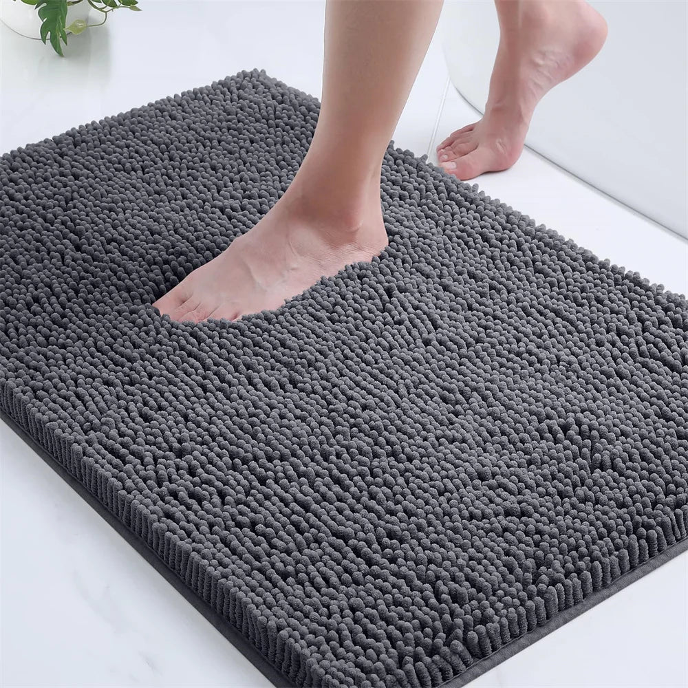 Navak Carpet Olanly Chenille-Badezimmerteppich, extra weich, zottelige Badematte, rutschfeste Badezimmer-Bodenmatte, wasserabsorbierende Plüsch-Mikrofaser-Teppiche für die Dusche