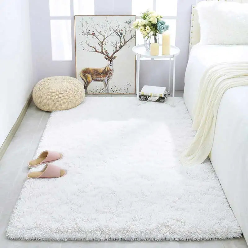Navak Teppich Shag Wohnzimmer Seidenwolle Teppich Home Schlafzimmer Bett Vollbodenmatte Nordisches Sofa Rutschfeste Matte Einfaches Windplüschkissen