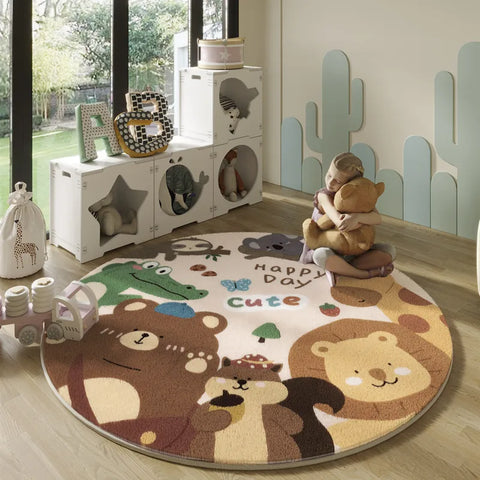 Navak Carpet Nordic Style Carpets for Living Room Plush Round Bedside Rug Large Area Children Bedroom Decor Carpet Thickend Cartoon Floor Mat