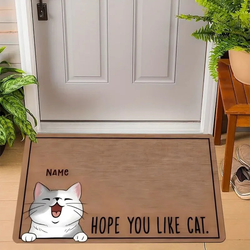 Navak Carpet Fußmatte mit süßem Katzen-Aufdruck, Willkommens-Fußmatte, rutschfest, maschinenwaschbar, für Wohnzimmer, Schlafzimmer, Badezimmer, Küche und Wäschevorleger