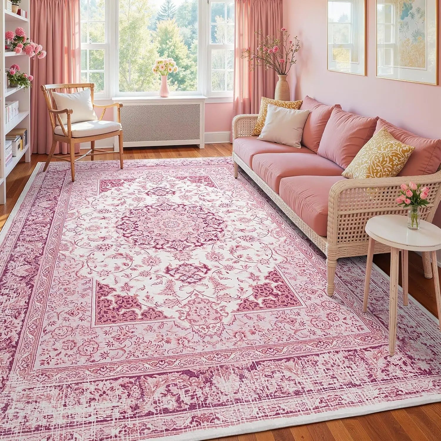Navak Carpet Crystal Velvet Carpet Hellrosa Teppich für das Wohnzimmer, maschinenwaschbare Teppiche mit rutschfester Rückseite für Mädchenschlafzimmer, Cu