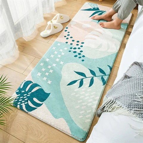 Navak Teppich Schlafzimmer Home Teppich Nachttisch Teppich Dekoration Wohnzimmer Weiche Tür Matten Blatt Druck Flauschigen Plüsch Boden Matte Shaggy Alfombra 양탄자