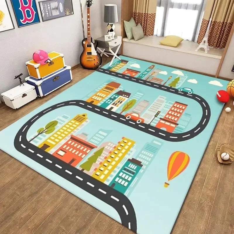 Navak Teppich, Parkplatz, Kinder-Krabbelteppiche für Wohnzimmer, Dekoration, Kinderzimmer, Heimdekoration, Sofa-Teppich, rutschfester Teppich, Bodenmatte