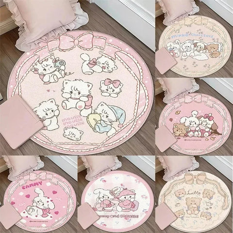 Navak Carpet Daily Picks DISNEY Kawaii Mikko Mousse Runde Matte Souffle Cammy Latte süßer Nachttisch Wohnzimmer Schlafzimmer Teppich Bodendekor Mädchen Teppich