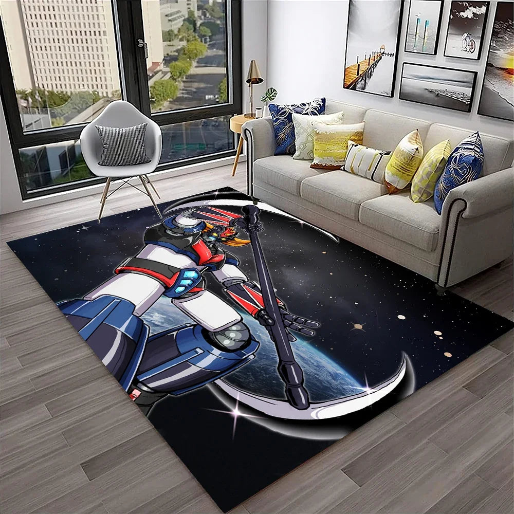 Navak Teppich, 3D-Cartoon-UFO-Roboter Grendizer, Anime-Teppich für Zuhause, Wohnzimmer, Schlafzimmer, Sofa, Fußmatte, Dekor, Kinderbereich, rutschfeste Bodenmatte