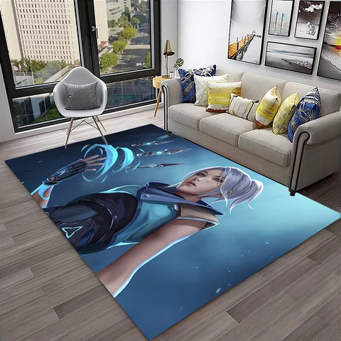Navak Carpet VALORANT Game Gamer Cartoon 3D Carpet Rug for Home Living Room Bedroom Sofa Doormat Decor,kids Play Area Rug Non-slip Floor Mat