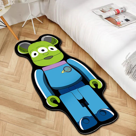 Navak Teppich, unregelmäßiger Cartoon-Bearbricks-Teppich, mehrfarbig, Gewaltbär-Teppich für Schlafzimmer, Nachttisch, rutschfest, modisch, für Zuhause, Bodenmatte