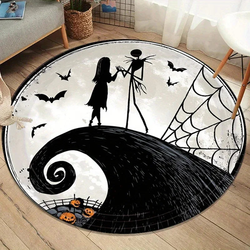 Navak Carpet Daily Picks Disney Nightmare Before Christmas Runder Teppich Fledermäuse Spinnen Boden Wohnzimmer Schlafzimmer Halloween Zimmer Runder Teppich Dekor