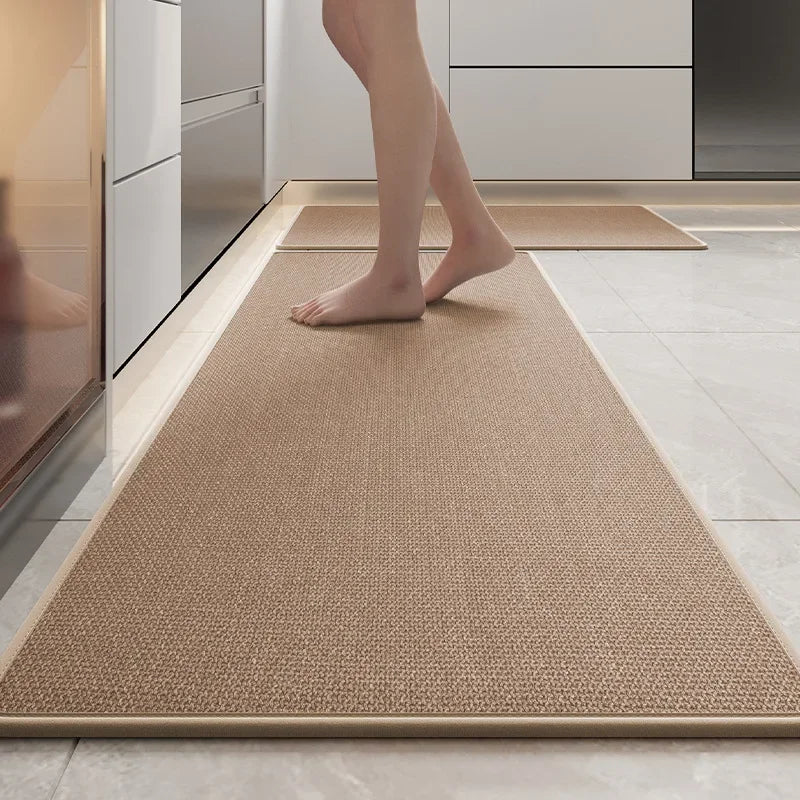 Navak Carpet Leinen-Küchenteppich, absorbiert Wasser und Öl, rutschfest und verschleißfest, lange Bodenmatte, nicht waschbar, abwischbarer Teppich, schmutzabweisend
