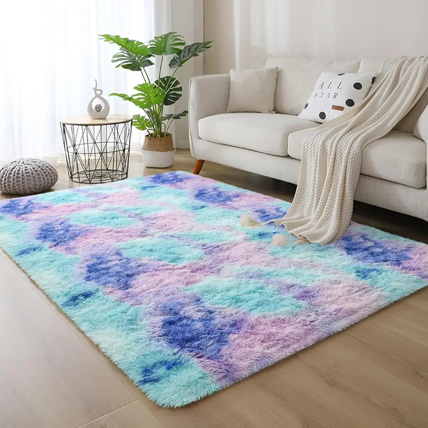 Navak Carpet Exclusive Picks Batik-Teppich, Wohnzimmer-Couchtischkissen, zottelig, waschbar, Schlafzimmer, modern, skandinavisch, weich, gemütlich, Heimdekor-Teppich