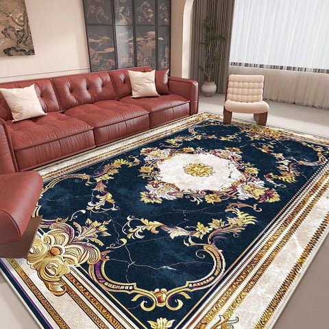 Navak Carpet Luxurious Retro Rugs for Living Room European Decoration Home Sofa Area Non-slip Floot Mat Bedroom Cloakroom Red Soft Carpet