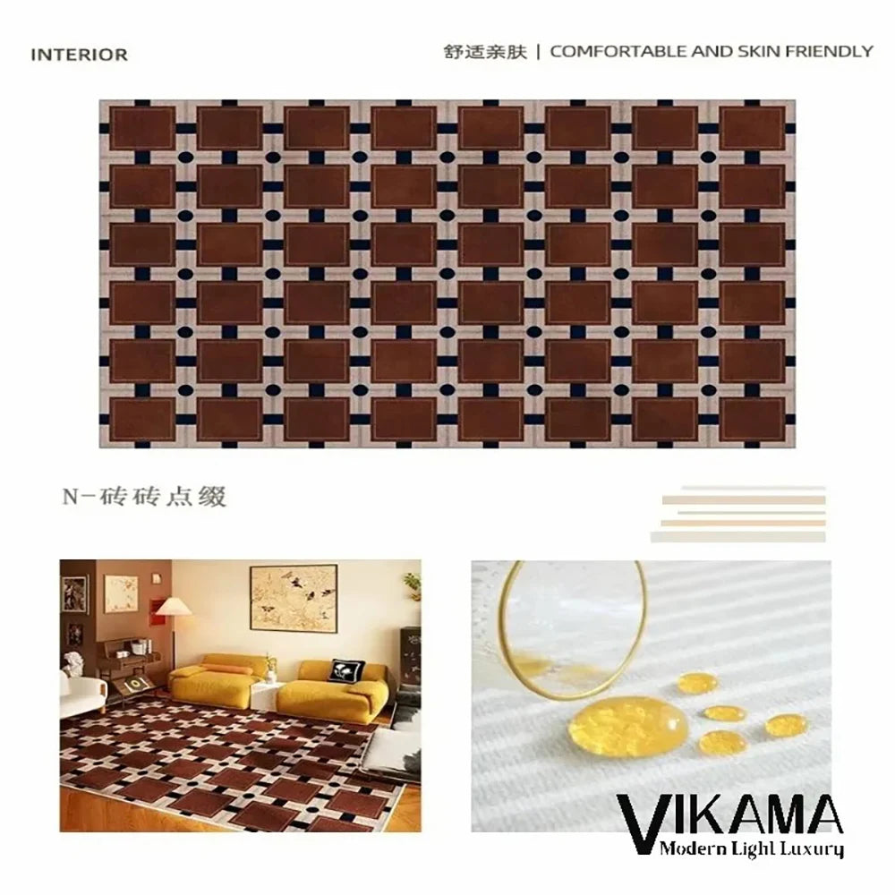 Navak Carpet Exclusive Picks Schlingenflor-Teppich, leicht, luxuriös, kariert, für Wohnzimmer, Schlafzimmer, Sofa, großer Teppich, rutschfest, waschbar, Heimdekoration