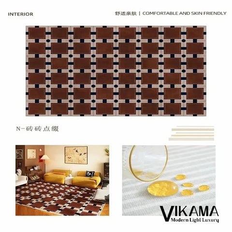 Navak Carpet Exclusive Picks Schlingenflor-Teppich, leicht, luxuriös, kariert, für Wohnzimmer, Schlafzimmer, Sofa, großer Teppich, rutschfest, waschbar, Heimdekoration