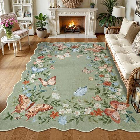 Navak Teppich Unregelmäßiger Wohnzimmerteppich Einfaches Schmetterlingsmuster Schlafzimmer Nachttischvorleger Faltbare maschinenwaschbare Couchtischmatte Kовер Tapis