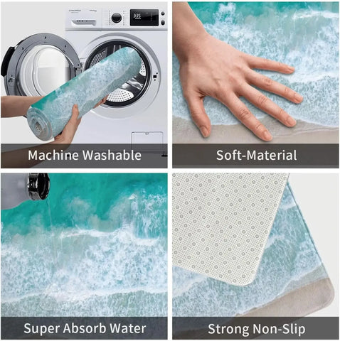 Navak Teppich, nautische Küsten-Strandwellen, Eingangs-Fußmatte, Heimdekoration, Küche, Flur, Balkon, Teppiche, Badezimmer, Anti-Rutsch-Matte, Fußpolster