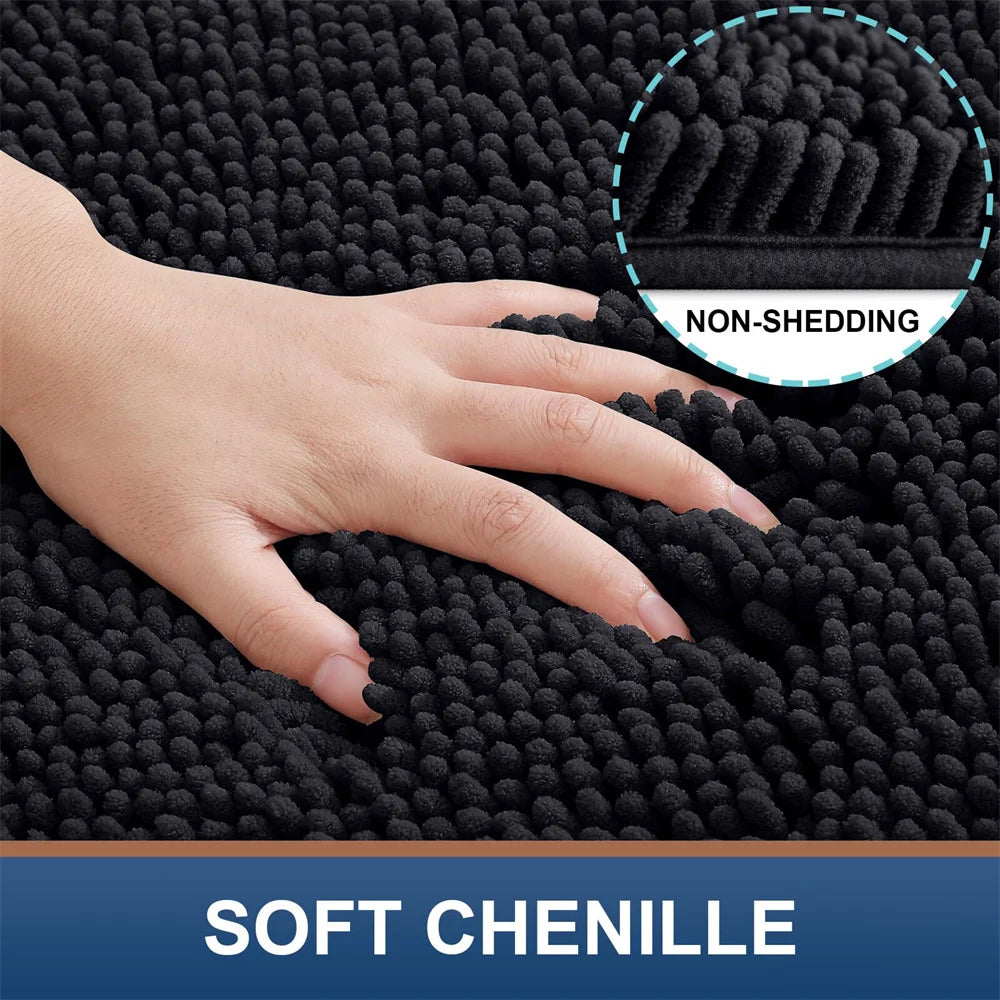 Navak Carpet Olanly Chenille-Badezimmerteppich, extra weich, zottelige Badematte, rutschfeste Badezimmer-Bodenmatte, wasserabsorbierende Plüsch-Mikrofaser-Teppiche für die Dusche