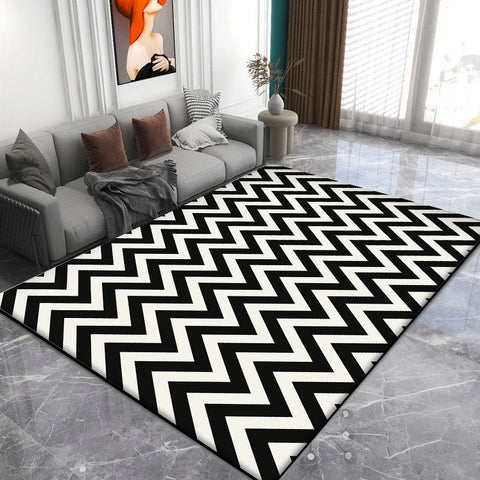 Navak Carpet Nordic Black White Simple Style Carpets for Living Room Soft Washable Non-slip Large Area Rugs for Bedroom Decoration Home Mat