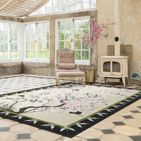 Navak Teppich, künstlerischer Blumenteppich, Blumenvogel, luxuriöser dekorativer Teppich, Wohnzimmer, große Teppiche, gemütlich, rutschfest, pflegeleicht, Schlafzimmerteppich, 양탄자