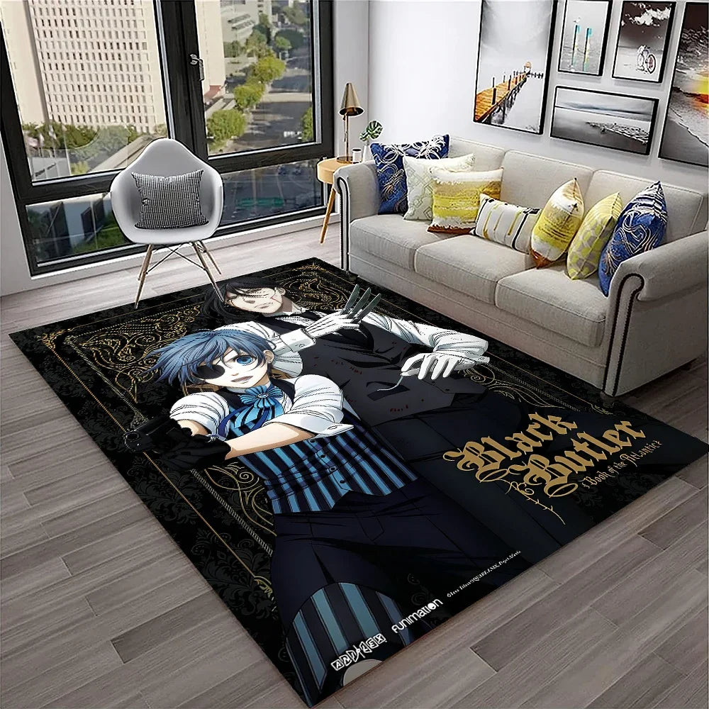 Navak Teppich, 3D-Anime, Black Butler, Cartoon-Teppich für Zuhause, Wohnzimmer, Schlafzimmer, Sofa, Fußmatte, Dekoration, Kinderspielbereich, rutschfeste Bodenmatte