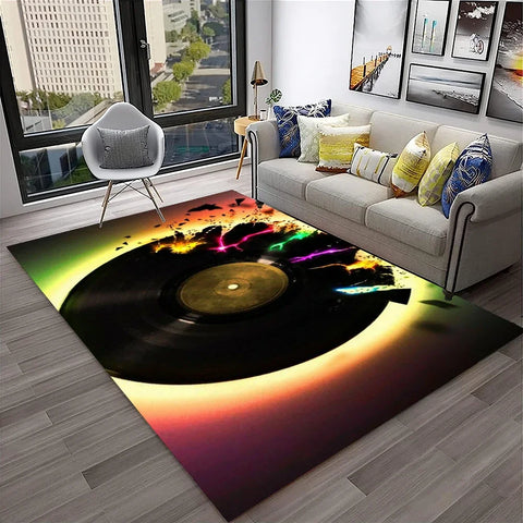 Navak Teppich, 3D-Retro-Vinyl-Schallplatte, Musikkunst, Teppich für Zuhause, Wohnzimmer, Schlafzimmer, Sofa, Fußmatte, Dekoration, Kinderspielbereich, rutschfeste Bodenmatte
