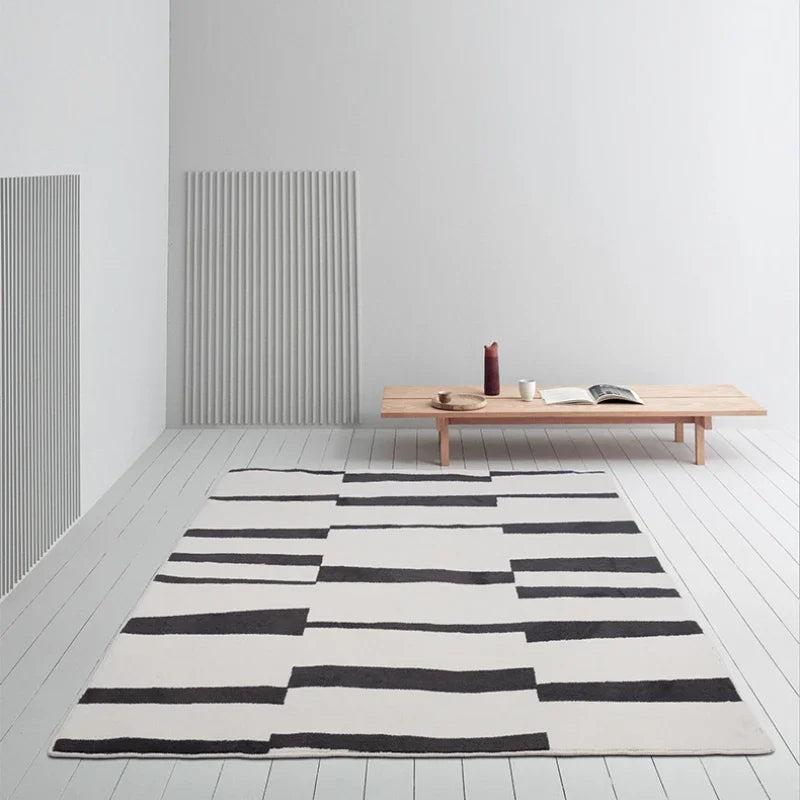 Navak Carpet Nordic Simple Style Carpet Living Room Black White Striped Decoration Sofa Large Rugs Bedroom Easy Clean Soft Mat Ковер Tapis