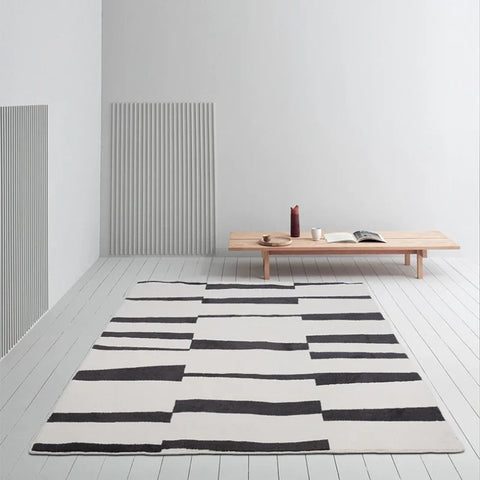 Navak Carpet Nordic Simple Style Carpet Living Room Black White Striped Decoration Sofa Large Rugs Bedroom Easy Clean Soft Mat Ковер Tapis
