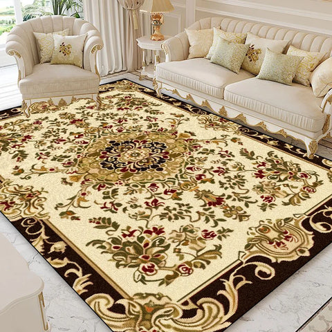 Navak Carpet European Style Home Decoration Rugs Living Room Retro Flower Carpet Hall Sofa Large Area Rug Non-slip Room Doorway Soft Foot Mat
