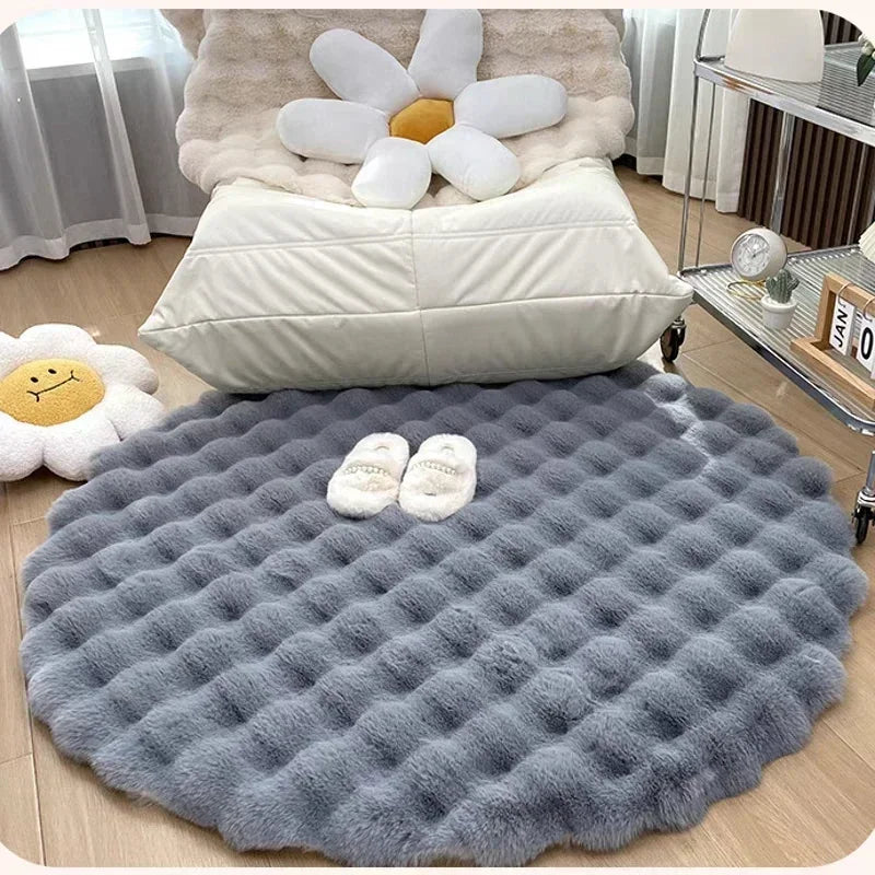 Navak Carpet Nordische runde Teppiche für Wohnzimmer, Plüsch-Bodenmatte, weiche Teppiche, Schlafzimmer, Nachttisch, flauschige Matte, rutschfester, zotteliger Teppich, Raumdekoration