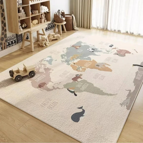 Navak Teppich Teppich Zimmer Schlafzimmer Cartoon Weltkarte Unterwasserwelt Weltraum Teppich Waschbar Rutschfester Teppich Kinder Spielmatte Heimdekoration