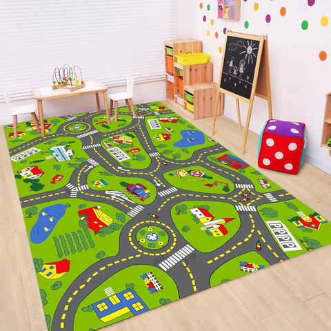 Navak Carpet Car Track Rug Car Rugs for Kids Toy Cars City Life Road Rug for Kids Play Mat for Boys Girls Playroom Living Room Classroom