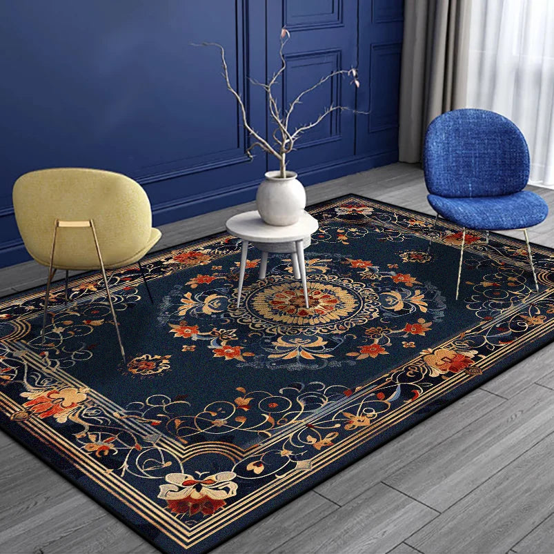 Navak Teppich im persischen Stil, luxuriöser Teppich für Wohnzimmer, Senior, rutschfest, goldener Rand, Schlafzimmer-Dekoration, weich, leicht zu reinigen, Eingangstürmatte