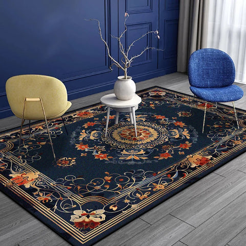 Navak Teppich im persischen Stil, luxuriöser Teppich für Wohnzimmer, Senior, rutschfest, goldener Rand, Schlafzimmer-Dekoration, weich, leicht zu reinigen, Eingangstürmatte